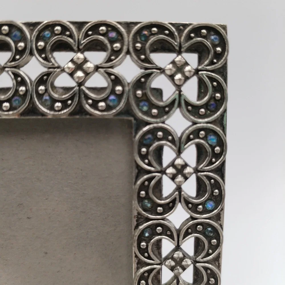 Elsa L Silver Metal‎ Filigree 5x7 Picture Frame Vintage Hollywood Regency Style